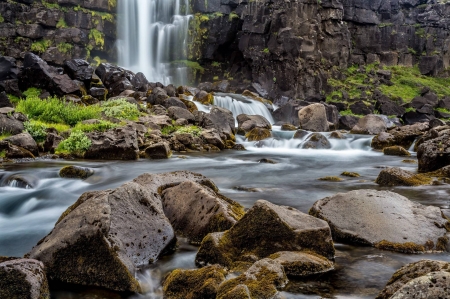 waterfall - fun, river, nature, waterfall, cool, mountain