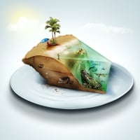 Slice of an island cake