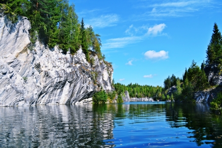 Water View - sky, forest, water, river, canal, wood, blue, green