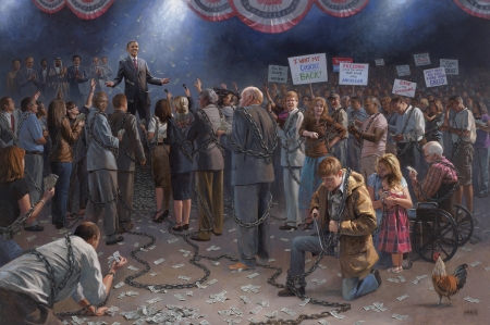 :) - people, chain, Barack Obama, pictura, fantasy, funny, painting, situation, art