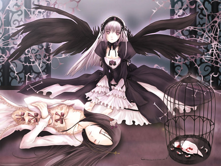 Suigintou and Megu - anime, suigintou, living doll, rozen maiden