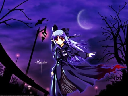 Hopeless - moon, anime, anime girl, night