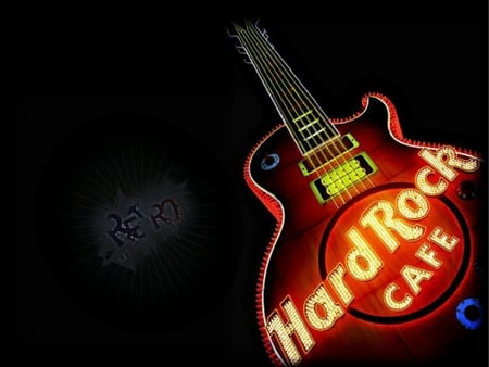 Neon Guitar - guitar, picture, photography, neon, cafe, hard rock