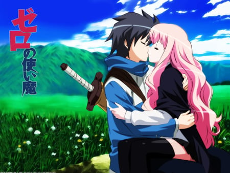 ZNT Kiss - louise, zero no tsukaima, kiss, pink, anime