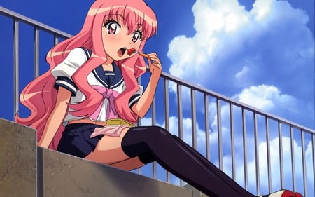 school louise - anime, pink, louise, zero no tsukaima