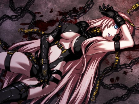 Vocaloid Megurine - vocaloid, pink, anime, black, megurine