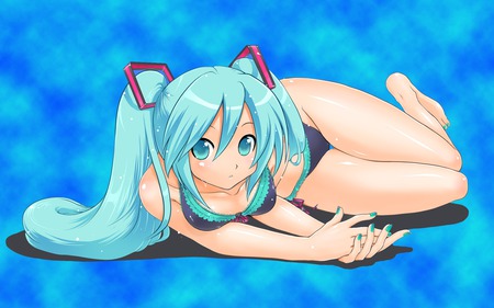 cute miku - hot, vocaloid, blue, anime, miku