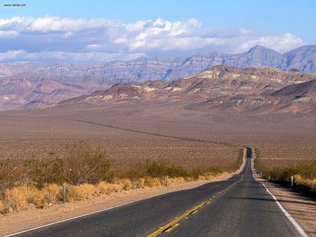 Lonely Road to Shoshone - nature, desert, vanishing points, photography, california, death valley national park, landscape, highways