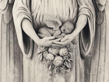 Angelic world of babies - innocence, sleeping, angelic, people, statue, angel, babies, kids