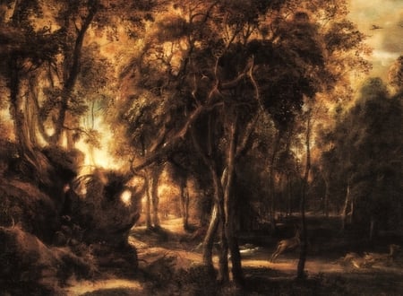 forest-rubens - nature, rubens, painting, forest, art