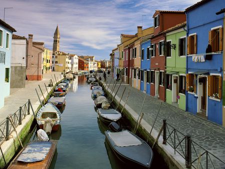 Canal Burano - boats, venice italy, photography, travel, color, canals