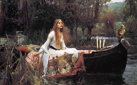 Goddess of Music - women, boats, abstract, fantasy, paintings, lakes, goddesses