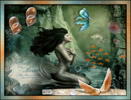 UNDER THE SEA - FEMALE, MERMAID, FISH, SEASHELLS