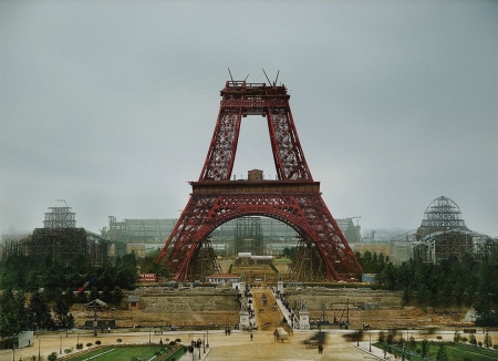 The Eiffel Tower - construction, building, historical, paris, monument, french, rare, the eiffel tower, france, color photo, architecture