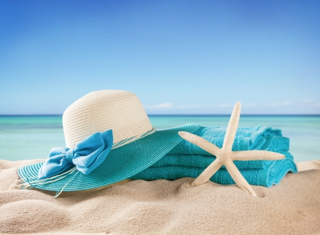 Happy summer! - white, starfish, beach, vara, hat, blue, card, summer