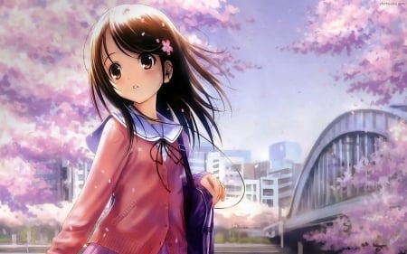 Spring And Girls - girls, spring, brunette, anima