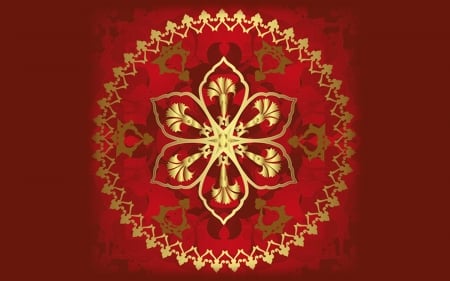 Golden Flower - vector, flower, dark red, gold