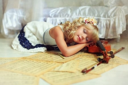 â™¥ - notes, violin, abstract, girl