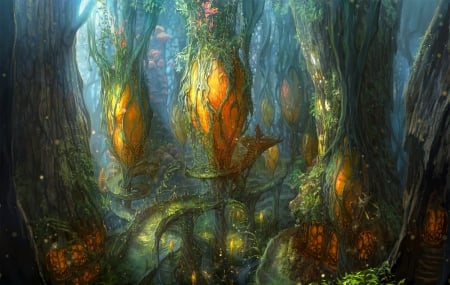 Fantasy world - fantasy, world, jung min seub, orange, luminos, green