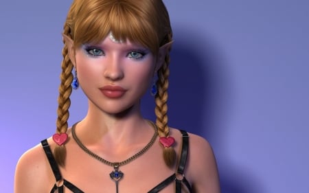 Elf girl - face, rendering, fantasy, elf, luminos, girl, frumusete