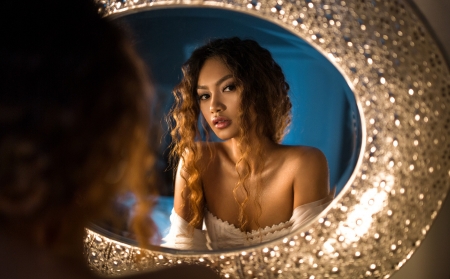 Beauty - mirror, woman, model, girl, face