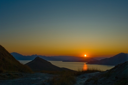 Sunset at the beach - nature, water, beach, sun