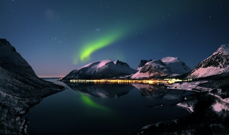 Aurora - nature, green, sky, aurora