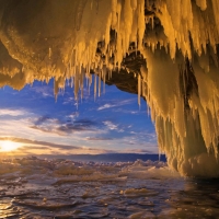 ice cave sunset