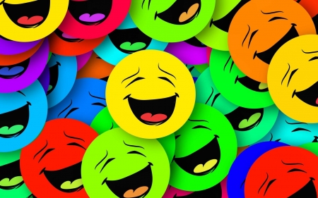 multi-colored laughing smileys - fun, abstract, collages, cool, laughing smileys