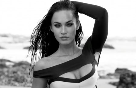 Megan Fox - woman, actress, girl, megan fox, bw