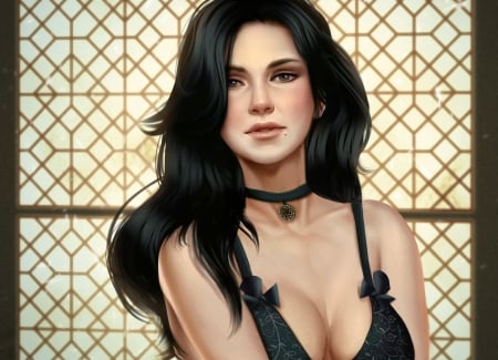 Yennefer - frumusete, fantasy, the witcher, girl, yennefer, brunette, luminos