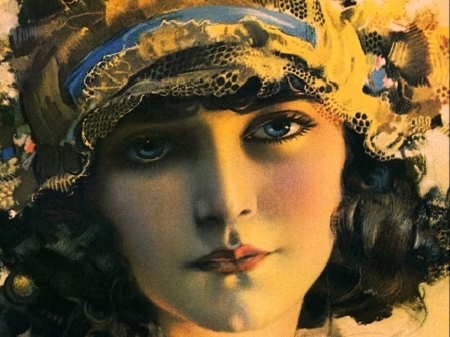 Portrait - face, art, rolf armstrong, girl, portrait, retro