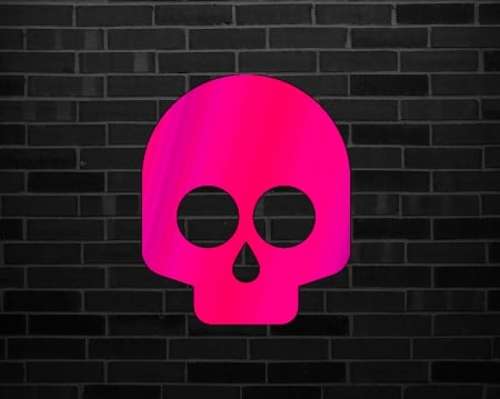 Dead - gizzzi, brick, dead, labrano, pink, wall, skull