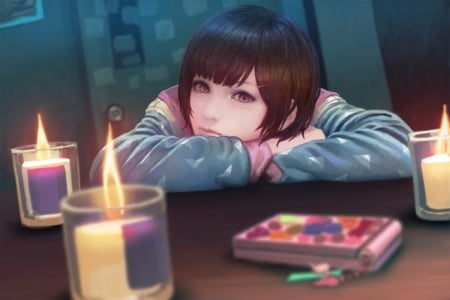 Girl - manga, anime, girl, kakotomirai, candle