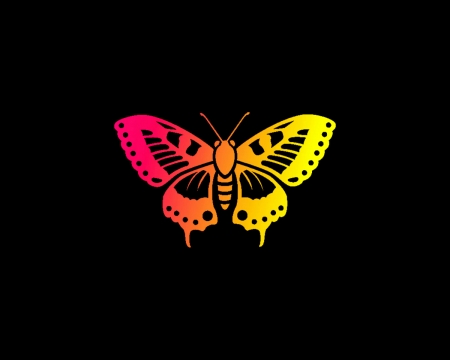 Butterfly - black, gizzzi, yellow, butterfly, labrano, pink