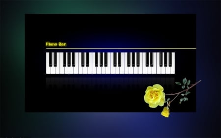 Piano Bar - collage, piano, black, rose