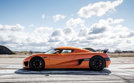 Koenigsegg - vehicles, side view, koenigsegg, orange cars, car