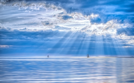 ♥ - water, summer, ray, blue, ship, sea, white, cloud, vara, sky