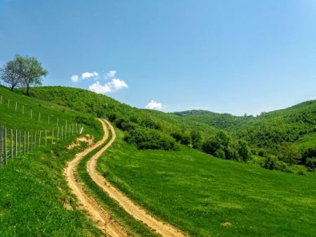 the way of returning to happiness - fields, kosovo, road, beautiful