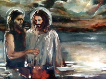 Christ & John the Baptist (painting) - hope, painting, Christ, Photography, faith, Art