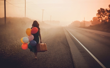 ♥ - abstract, girl, photography, ballooons