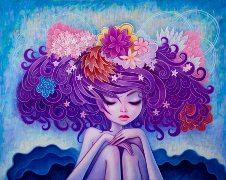 Ideal world - purple, art, girl, luminos, pink, jeremiah ketner, fantasy