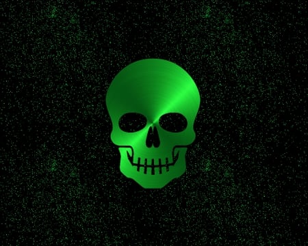 green skull night sky - gizzzi, green, night sky, labrano, skull