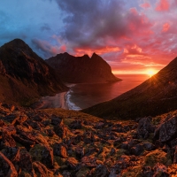 Coast of Norway at Sunset