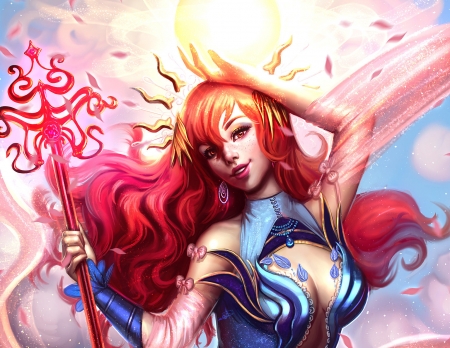 Lana Solaris - frumusete, fantasy, blue, ayyasap, red, girl, luminos, lana solaris