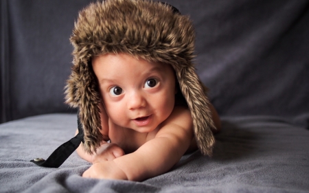 Baby with Pile Cap - cap, baby, look, photography