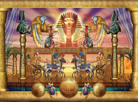 Egyptian - birds, horses, digital, symbols, carts