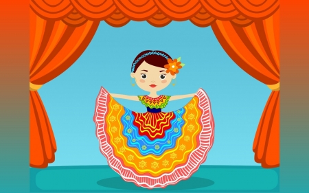 Mexican Dancer - mexican, girl, vector, colors, dancer