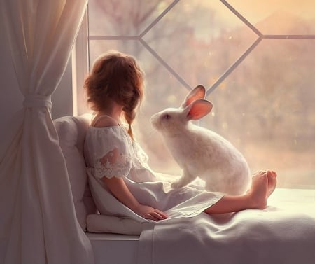 â™¥ - abstract, rabbit, cute, girl