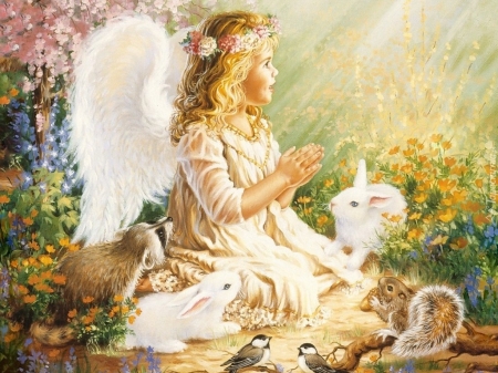 Angel - art, girl, angel, dona gelsinger, wings, bunny, fantasy